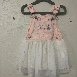 OshKosh B'gosh Pink and White Bunny Overall Dress